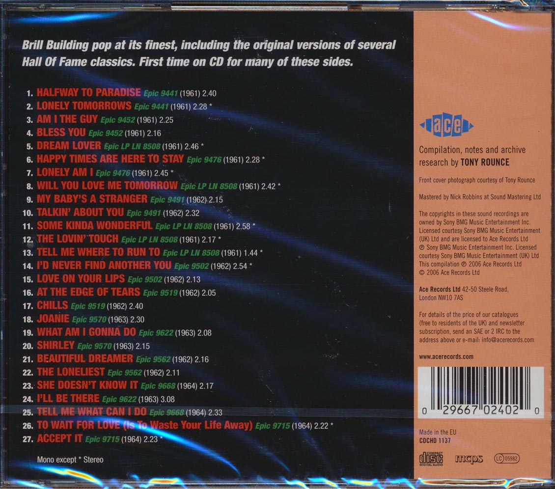 Tony Orlando - Halfway To Paradise: The Complete Epic Masters 1961-1964 (27 tracks)