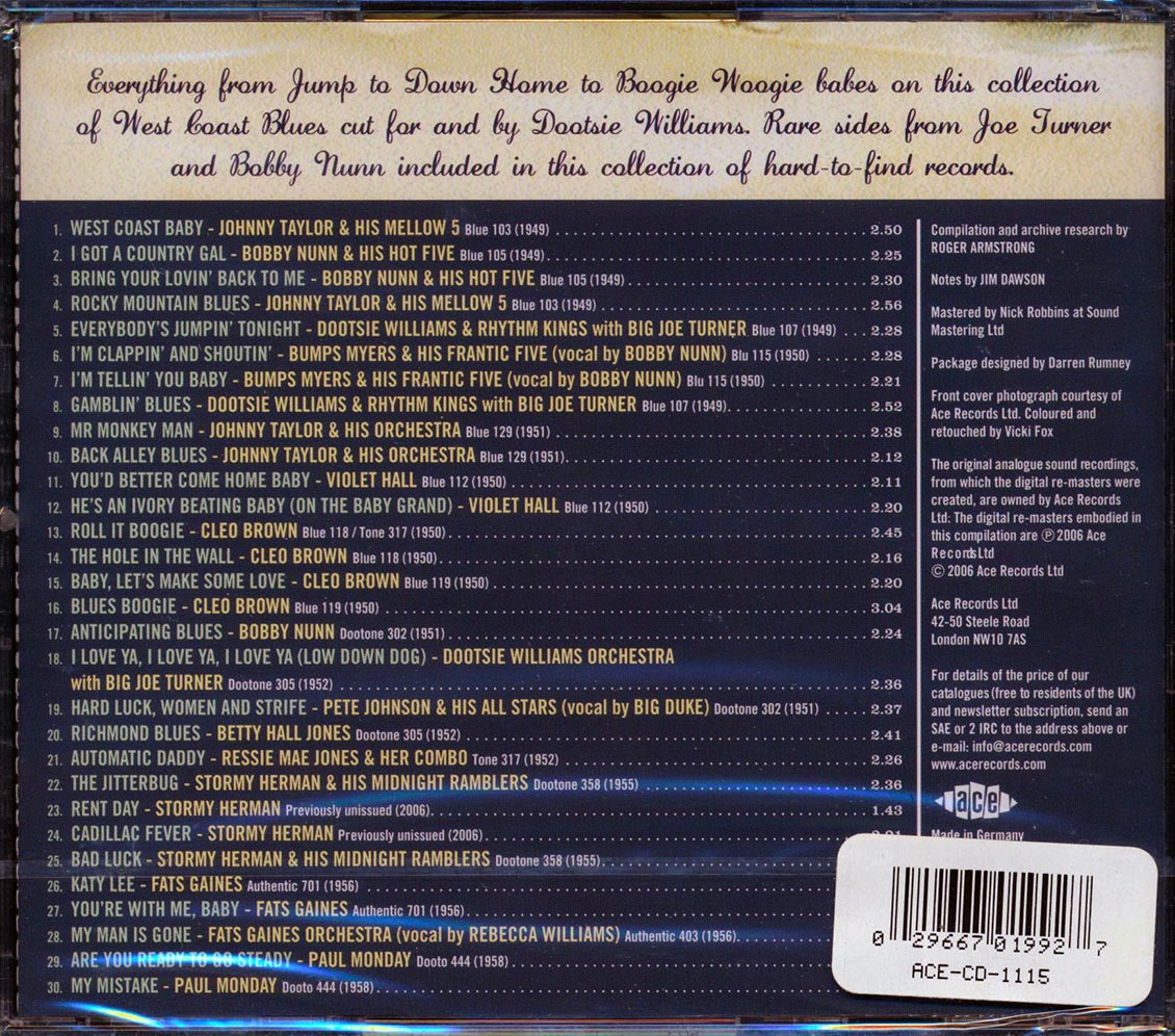 Various - Blues For Dootsie: The Blue & Dootone Sides (30 tracks)