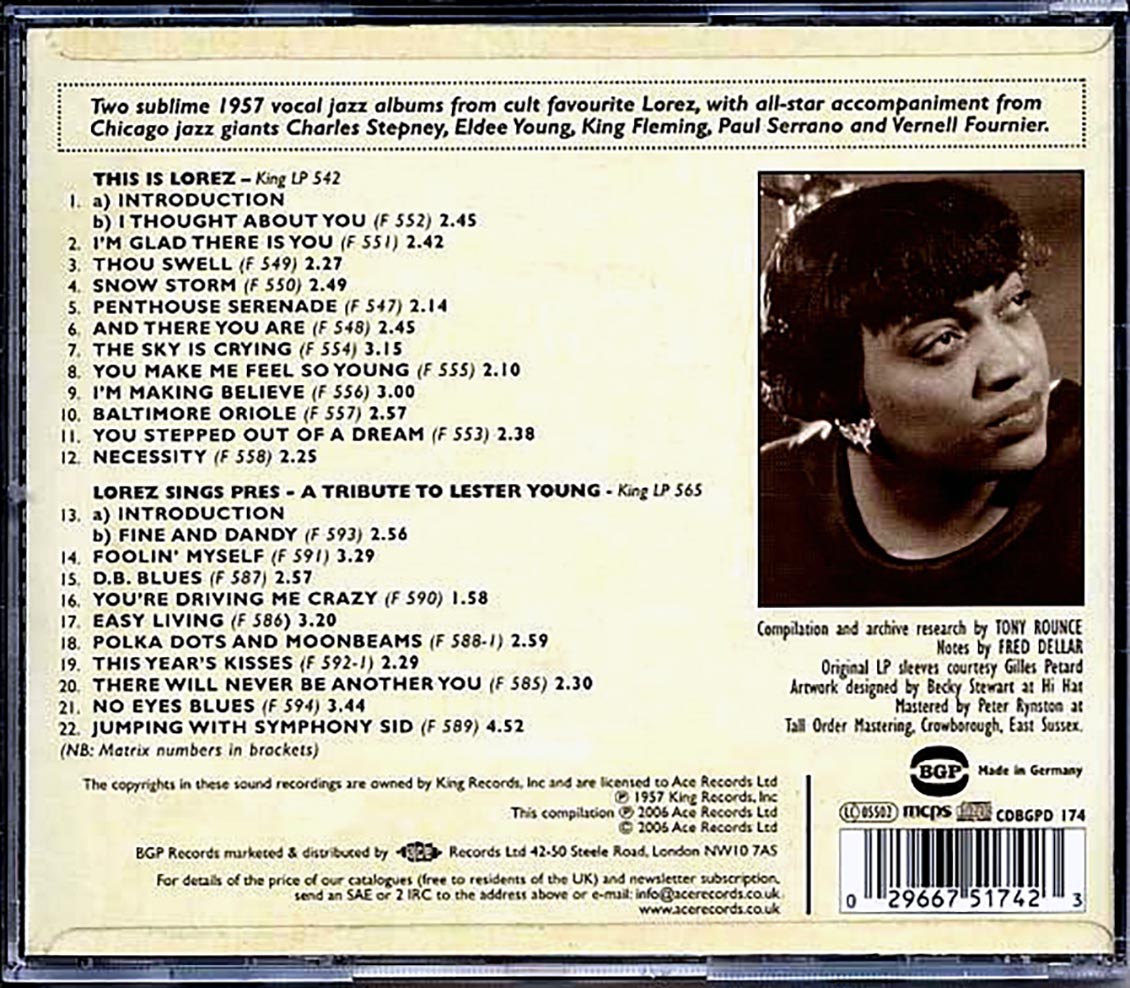 Lorez Alexandria - This Is Lorez Plus Lorez Sings Pres (22 tracks)