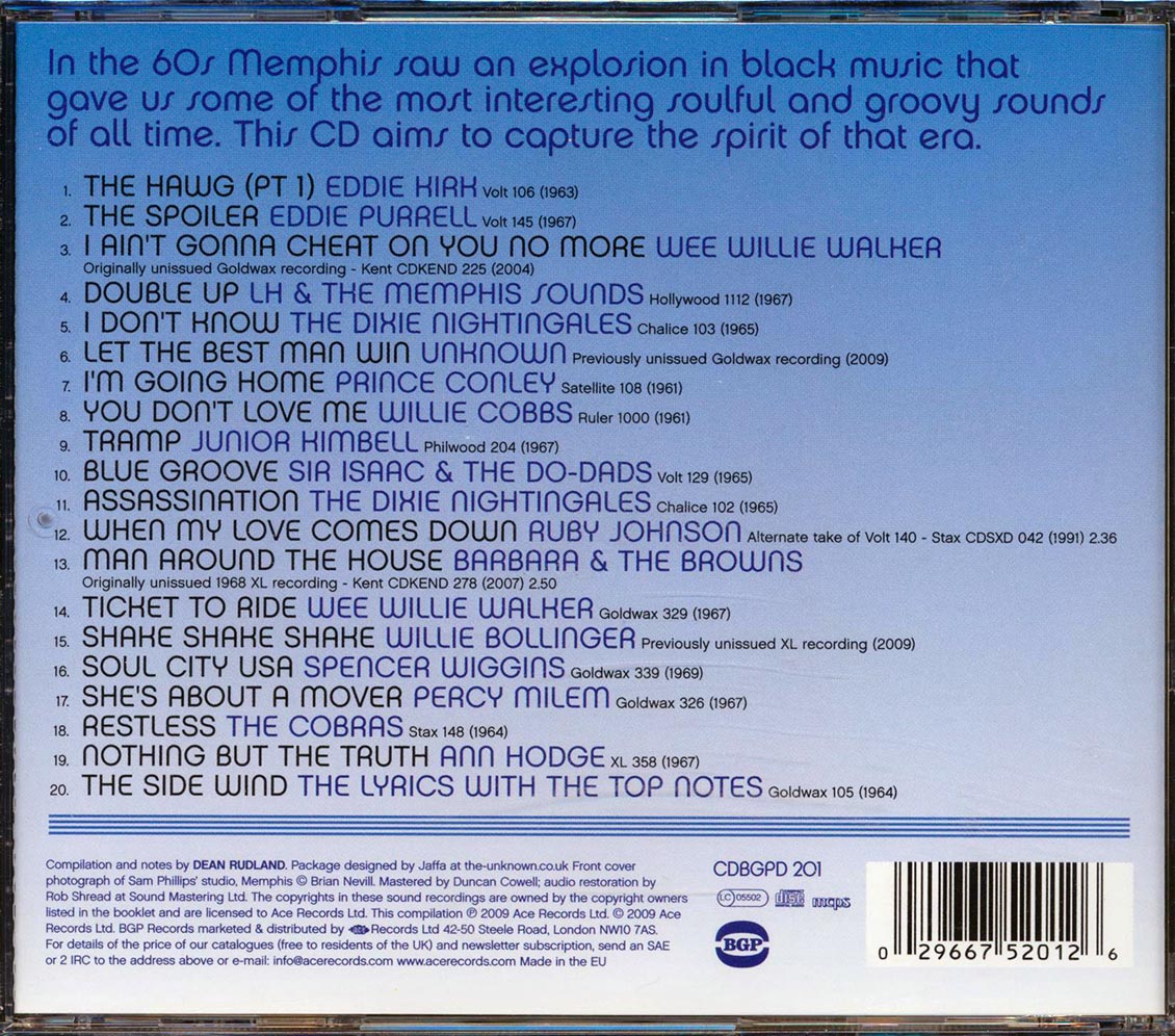 Various - Memphis 60: Soul, R & B And Proto Funk From Soul City USA (20 tracks)