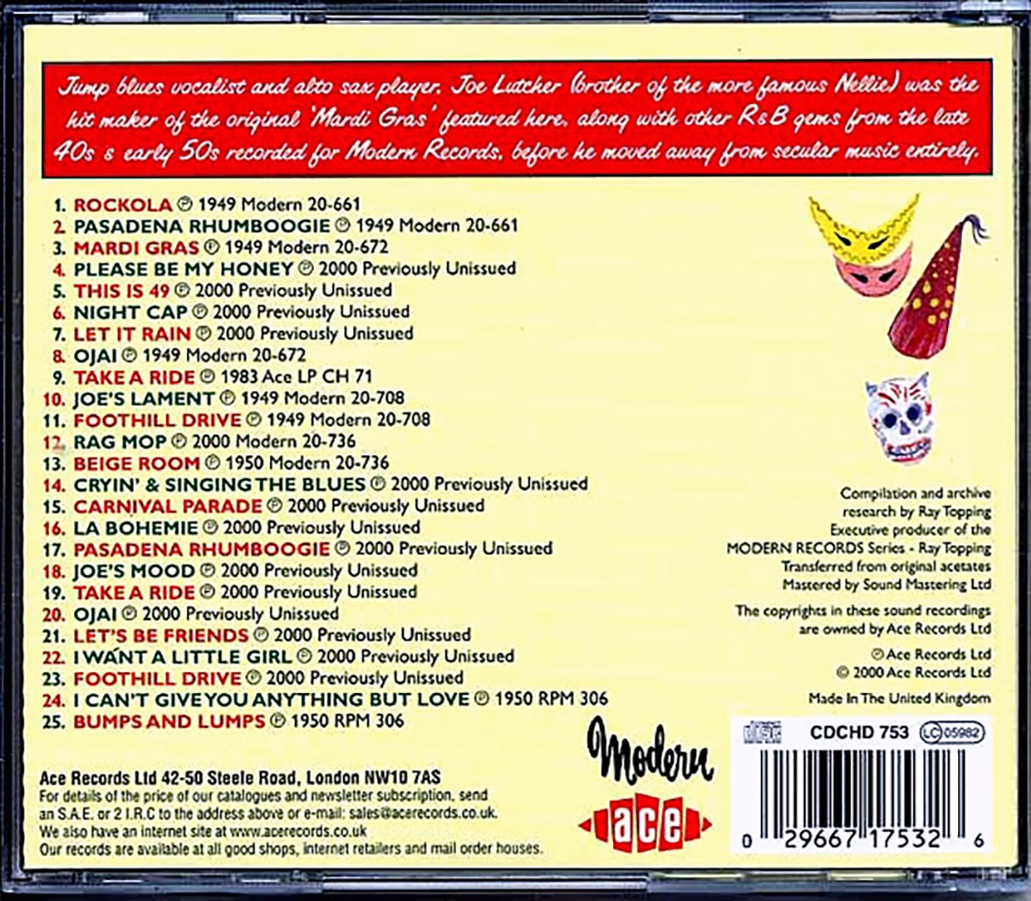 Joe Lutcher - Jumpin At The Mardi Gras: The Legendary Modern Recordings (25 tracks)