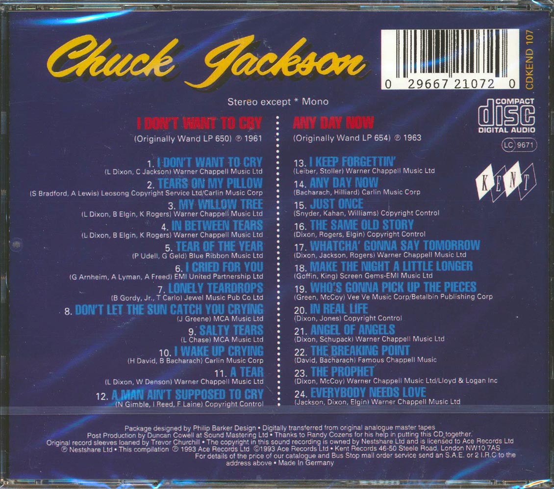Chuck Jackson - I Don't Want To Cry + Any Day Now (24 tracks)