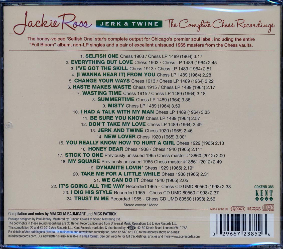 Jackie Ross - Jerk & Twine: The Complete Chess Recordings (24 tracks)