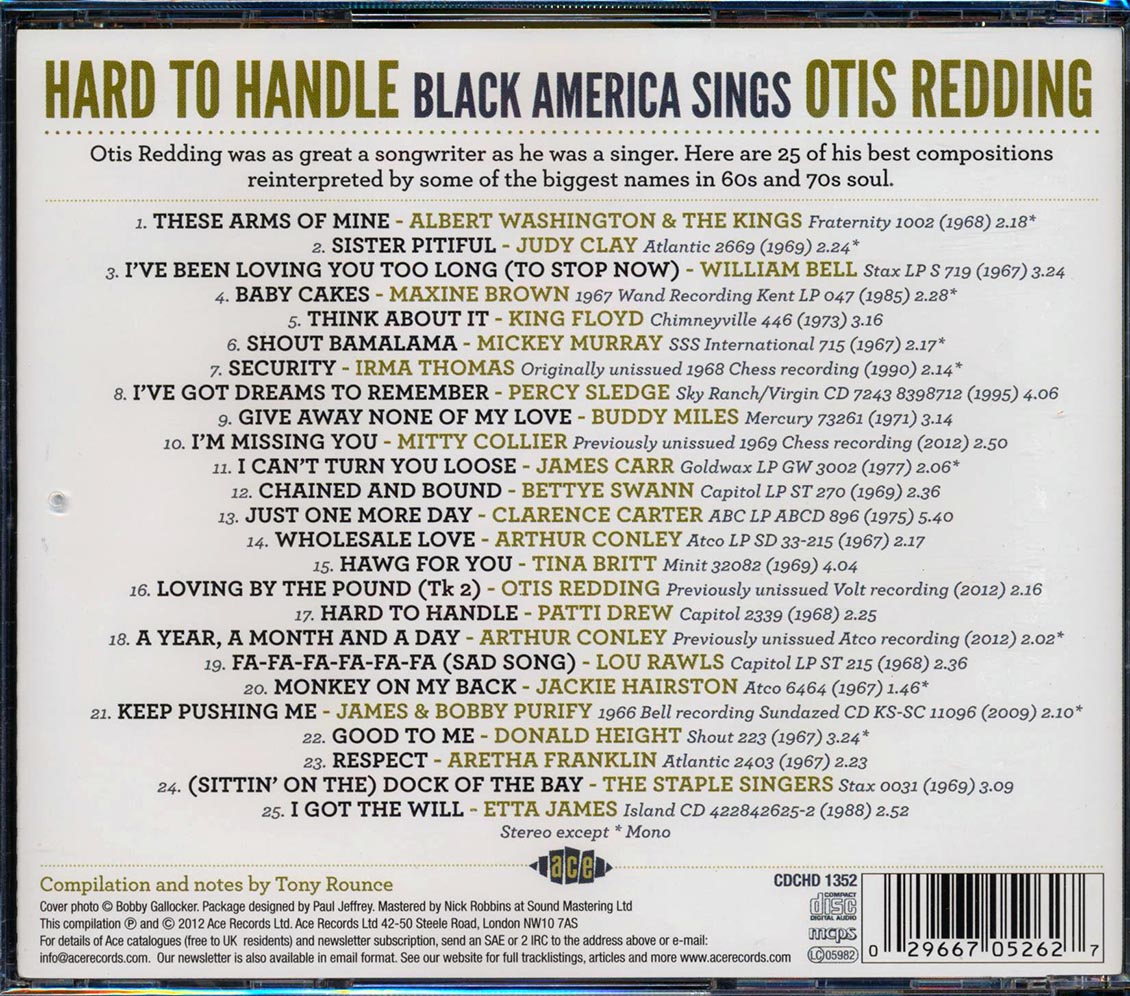 Various - Hard To Handle: Black America Sings Otis Redding (25 tracks)
