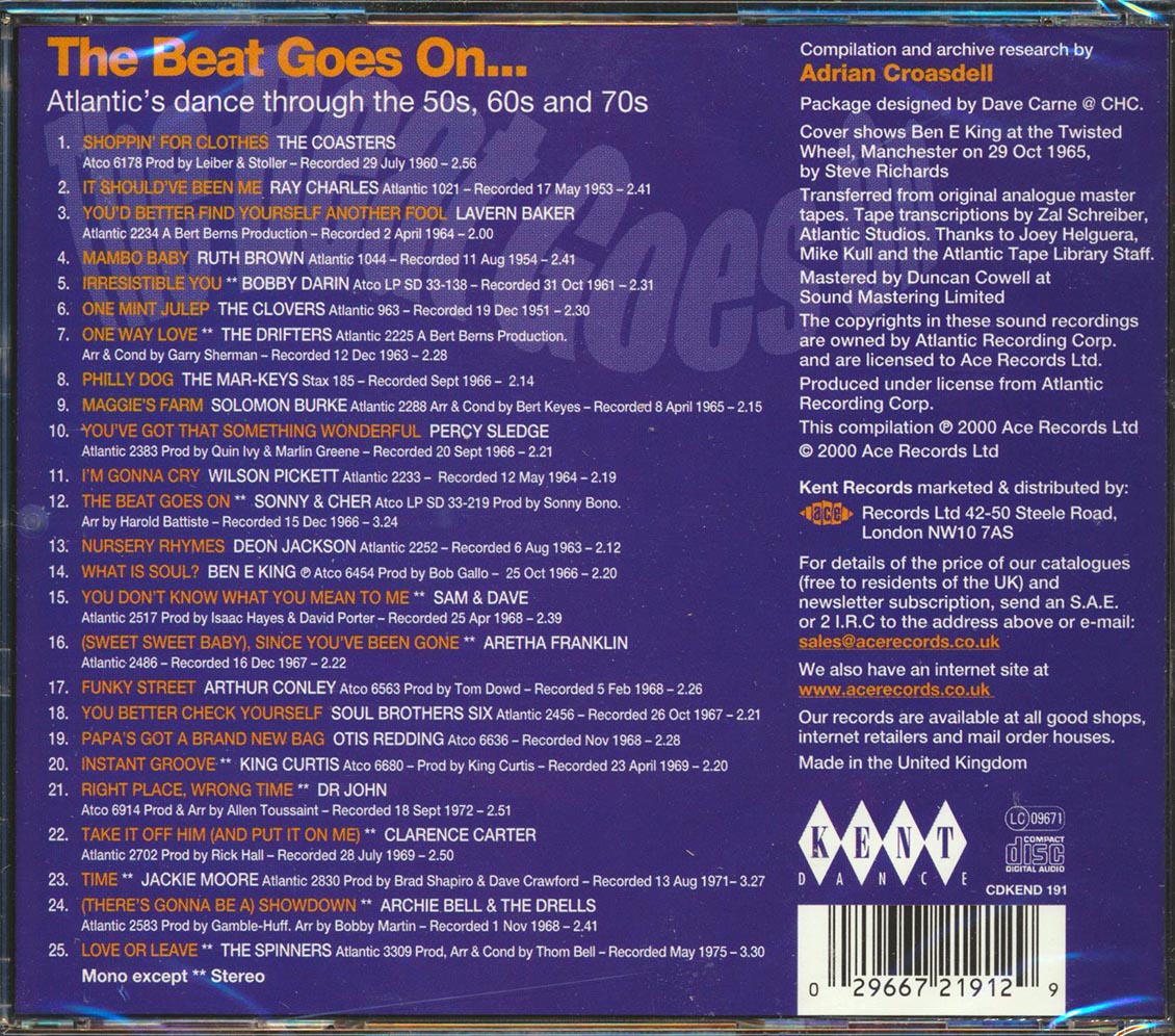 Various - The Beat Goes On: Atlantic's Dance Through The 50s, 60s And 70s (25 tracks)