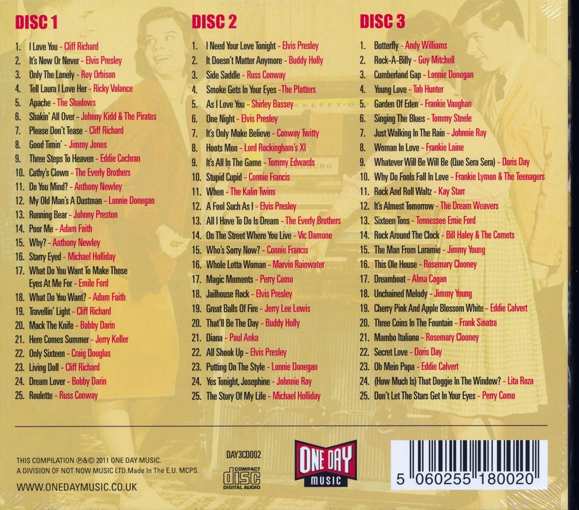 Various - Number 1 Hits Of The 50's (75 tracks) (3xCD) (deluxe 3-fold digipak)