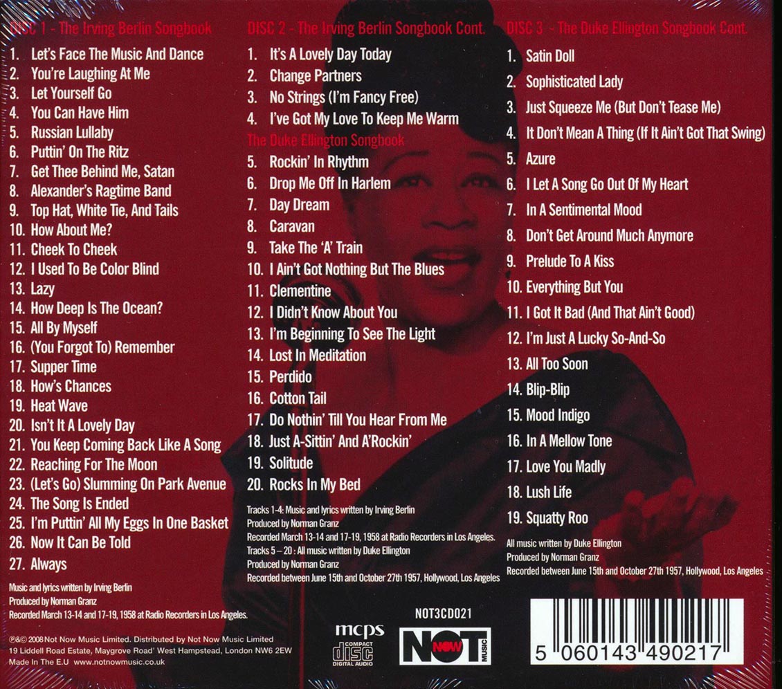 Ella Fitzgerald - Songbooks: Sings Irving Berlin & Duke Ellington (66 tracks) (3xCD) (deluxe 3-fold digipak)