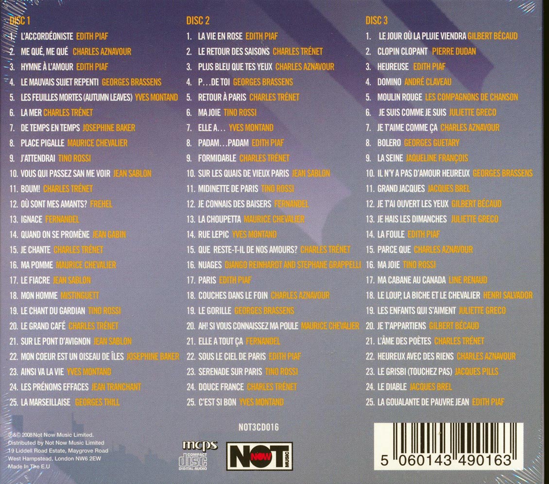 Various - Cafe De Paris: 75 Grands Succes Francais (75 tracks) (3xCD) (deluxe 3-fold digipak)