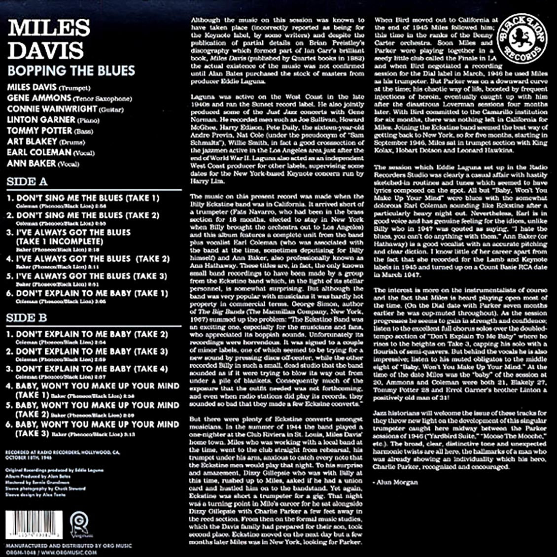Miles Davis - Bopping The Blues (180g) (audiophile)
