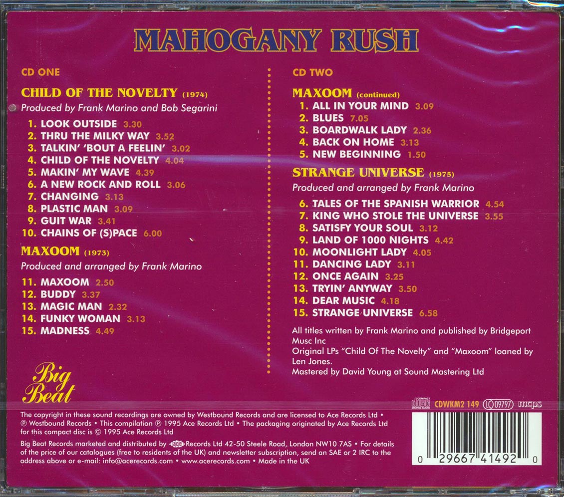 Mahogany Rush - Child Of The Novelty + Maxoom + Straneg Universe (30 tracks) (2xCD)