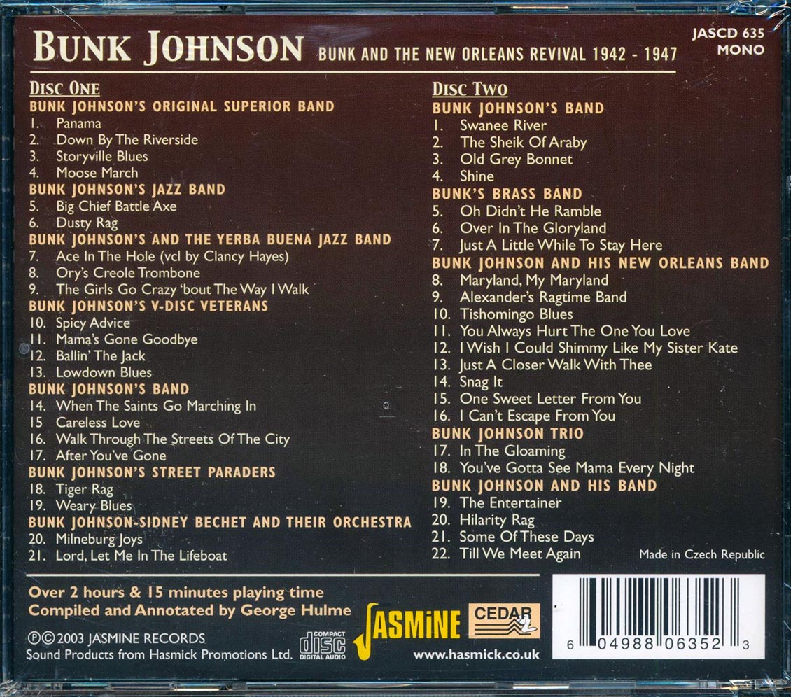Bunk Johnson - Bunk And The New Orleans Revival 1942-1947 (43 tracks) (2xCD)