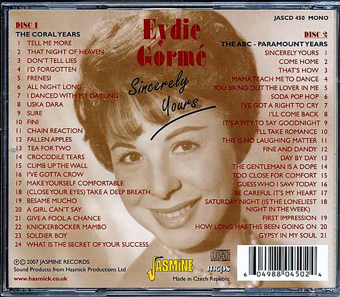 Eydie Gorme - Sincerely Yours (45 tracks) (2xCD)