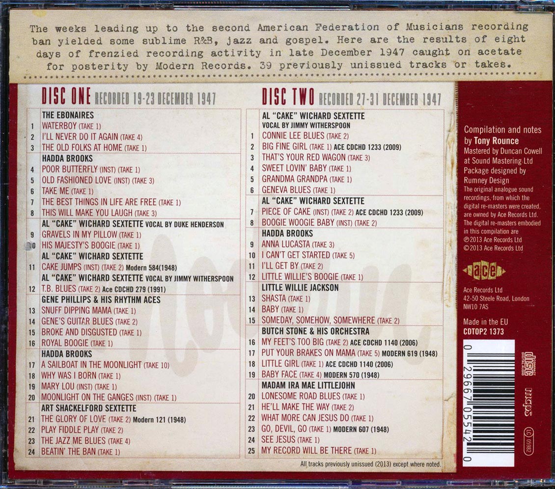 Various - Beating The Petrillo Ban: The Late December 1947 Modern Sessions (49 tracks) (2xCD)