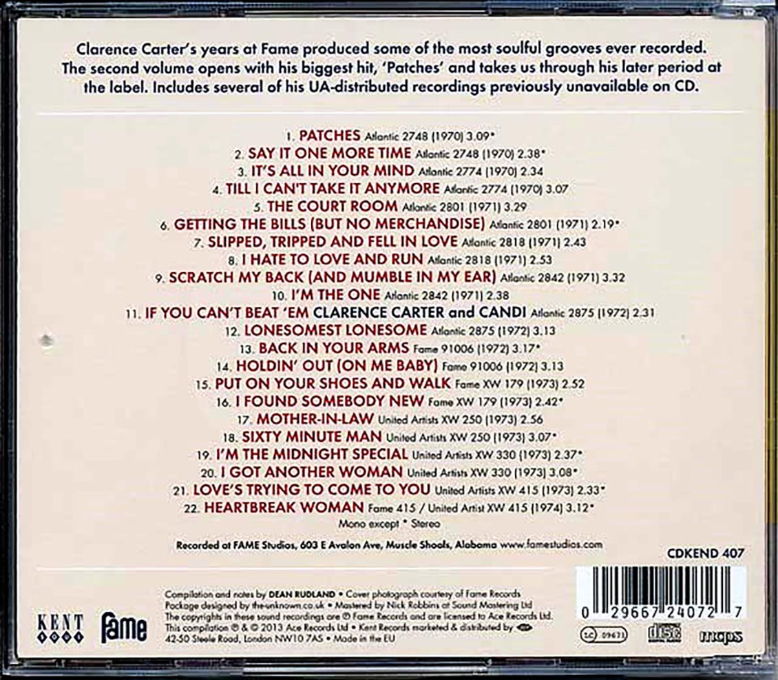 Clarence Carter - The Fame Singles Volume 2: 1970-73 (22 tracks)