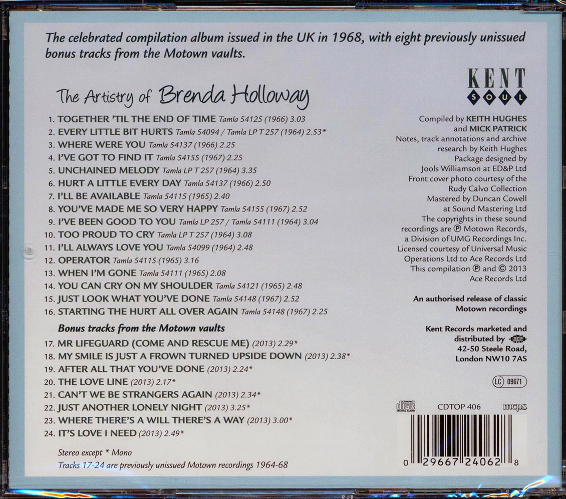 Brenda Holloway - The Artistry Of Brenda Holloway, With Bonus Tracks From The Motown Vaults (24 tracks)