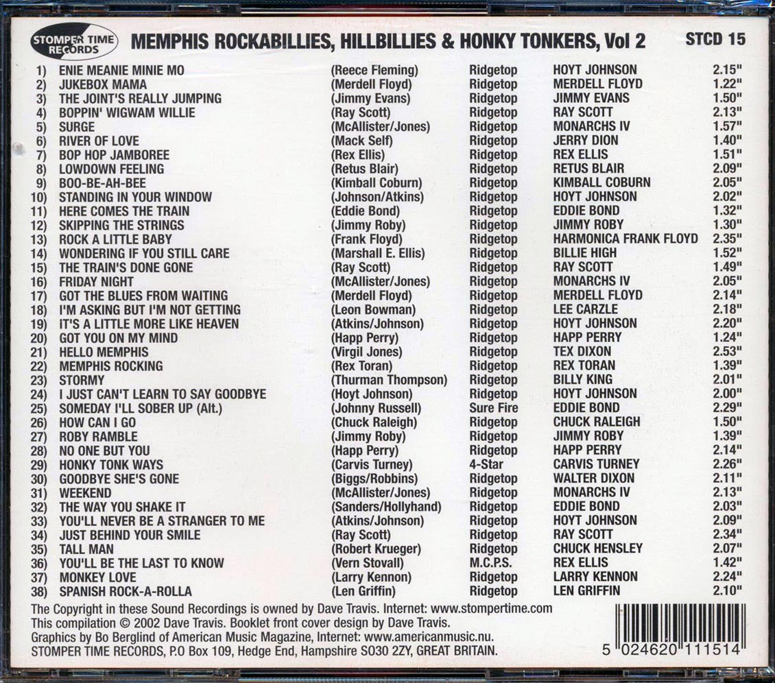 Various - Memphis Rockabillies, Hillbillies & Honky Tonkers, Volume 2: The Erwin Zone Records Story