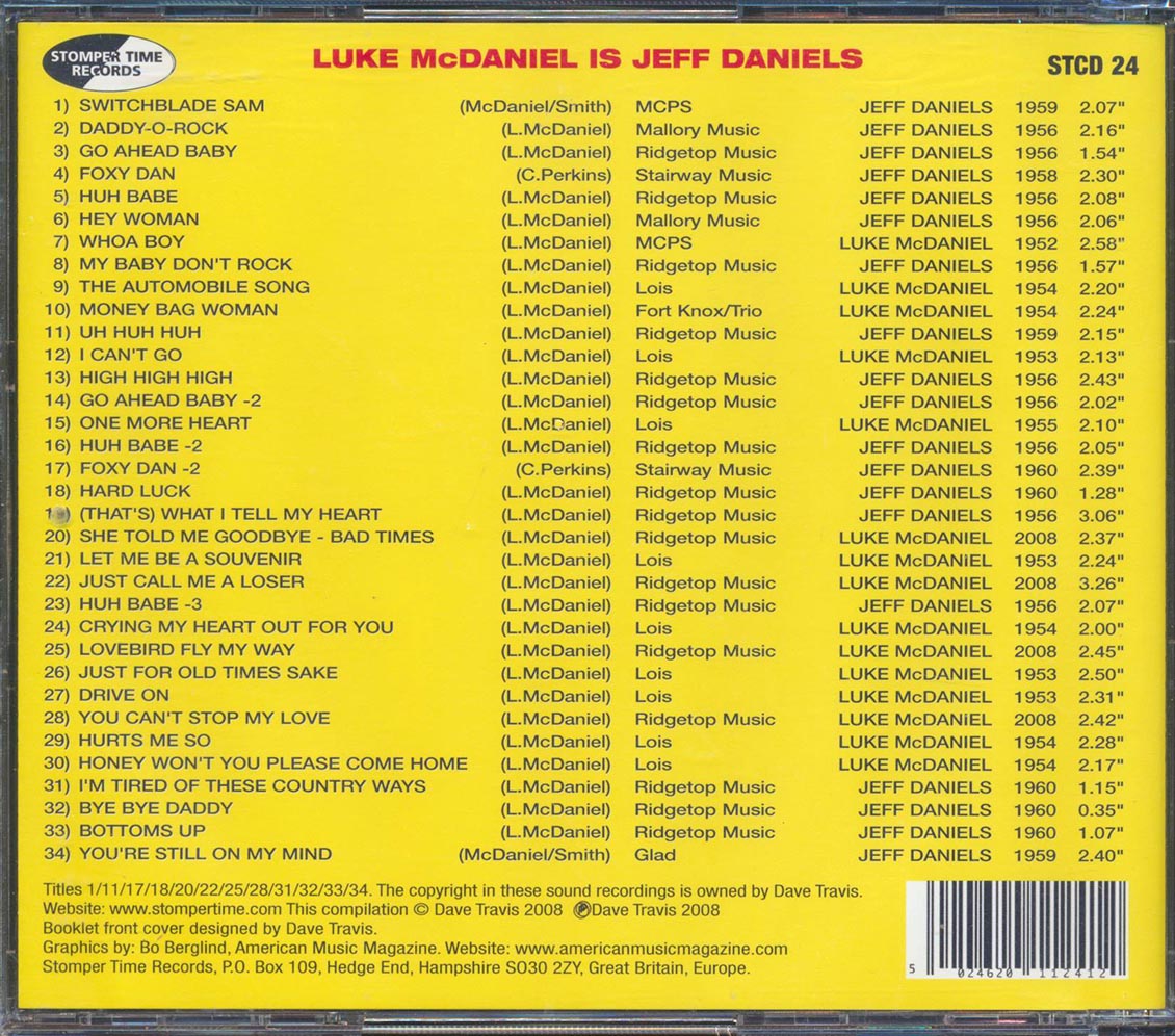 Jeff Daniels - Luke McDaniel Is Jeff Daniels: Mississippi Honky-Tonk Rockabilly Man