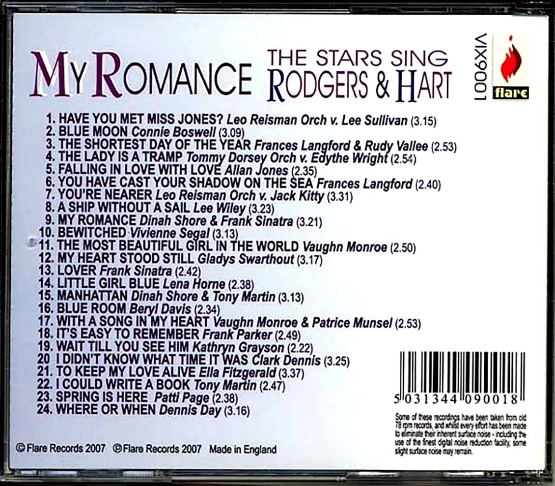 Tommy Dorsey, Frank Sinatra, Dinah Shore, Patti Page, Etc. - My Romance: The Stars Sing Rodgers & Hart