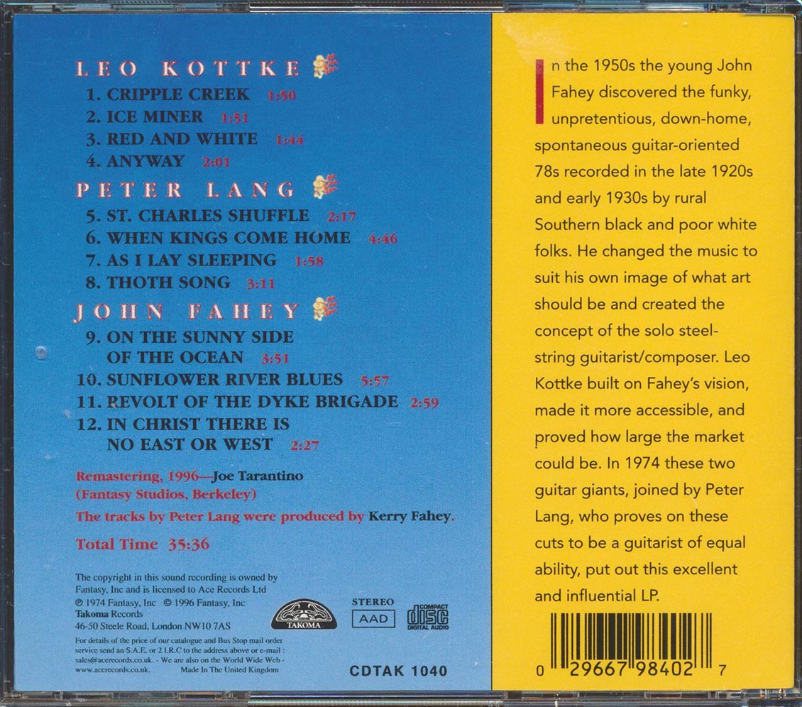 John Fahey, Peter Lang, Leo Kottke - John Fahey, Peter Lang, Leo Kottke