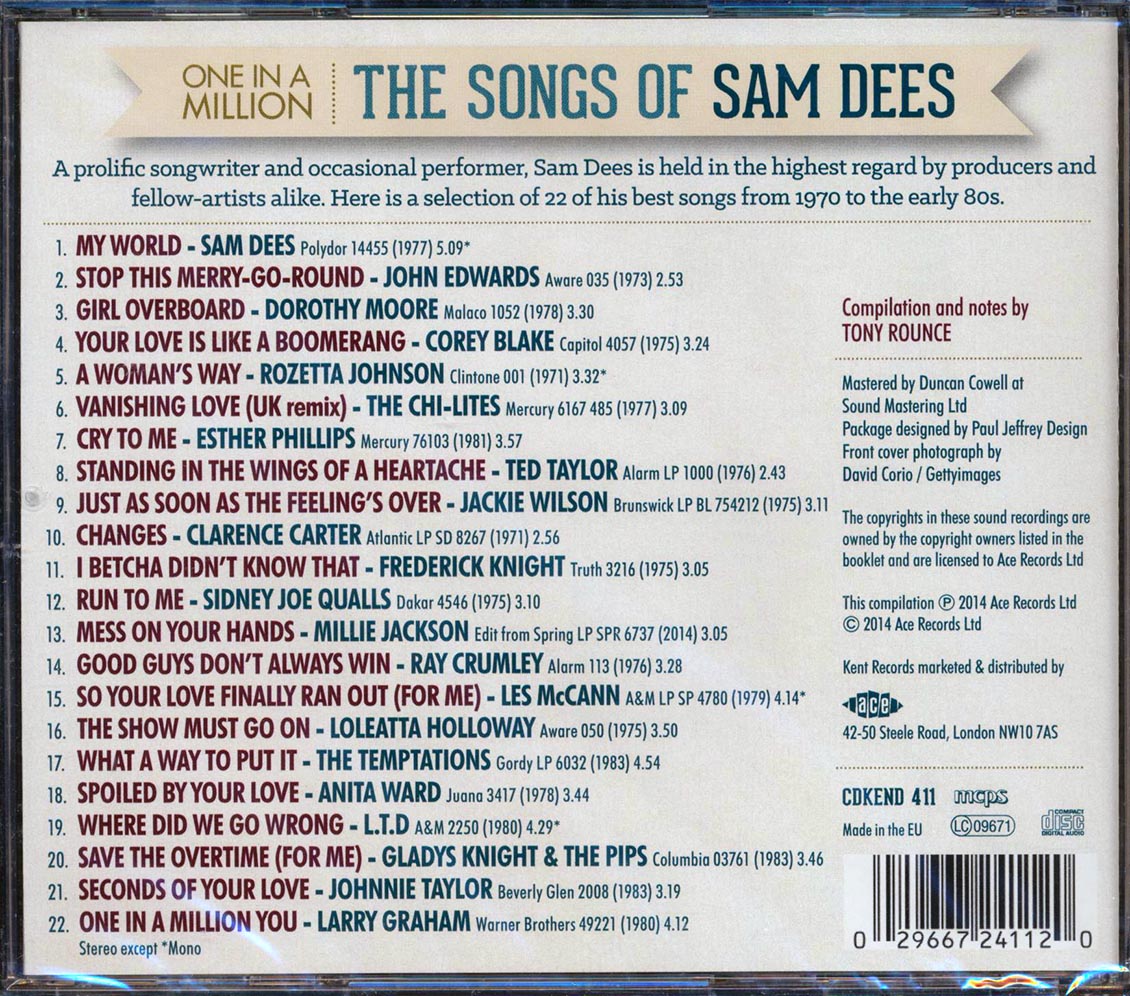 Jackie Wilson, Les McCann, The Temptations, Etc. - One In A Million: The Songs Of Sam Dees (22 tracks)