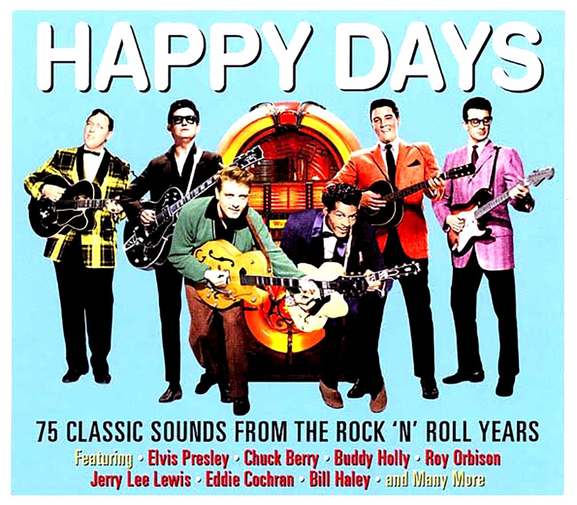Various - Happy Days: 75 Classic Sounds From The Rock 'N' Roll Years (75 tracks) (3xCD) (deluxe 3-fold digipak)