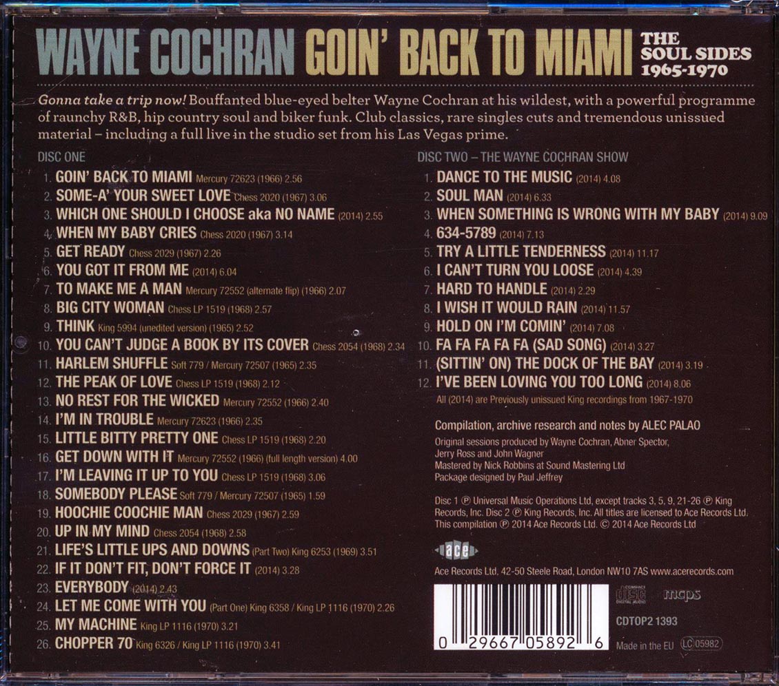Wayne Cochran - Goin' Back To Miami: The Soul Sides 1965-1970 (38 tracks) (2xCD)