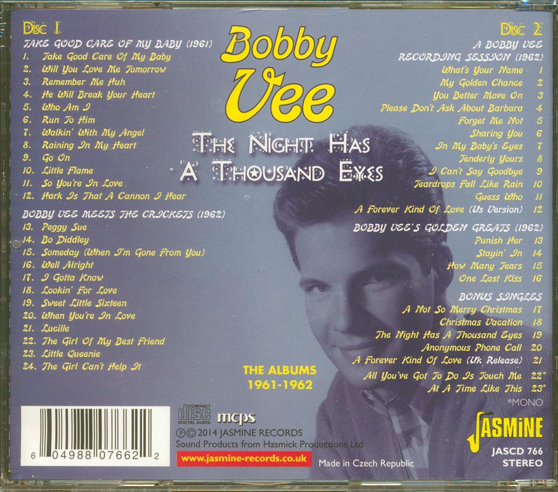 Bobby Vee - The Night Has A Thousand Eyes: The Albums 1961-1962 (47 tracks) (2xCD)