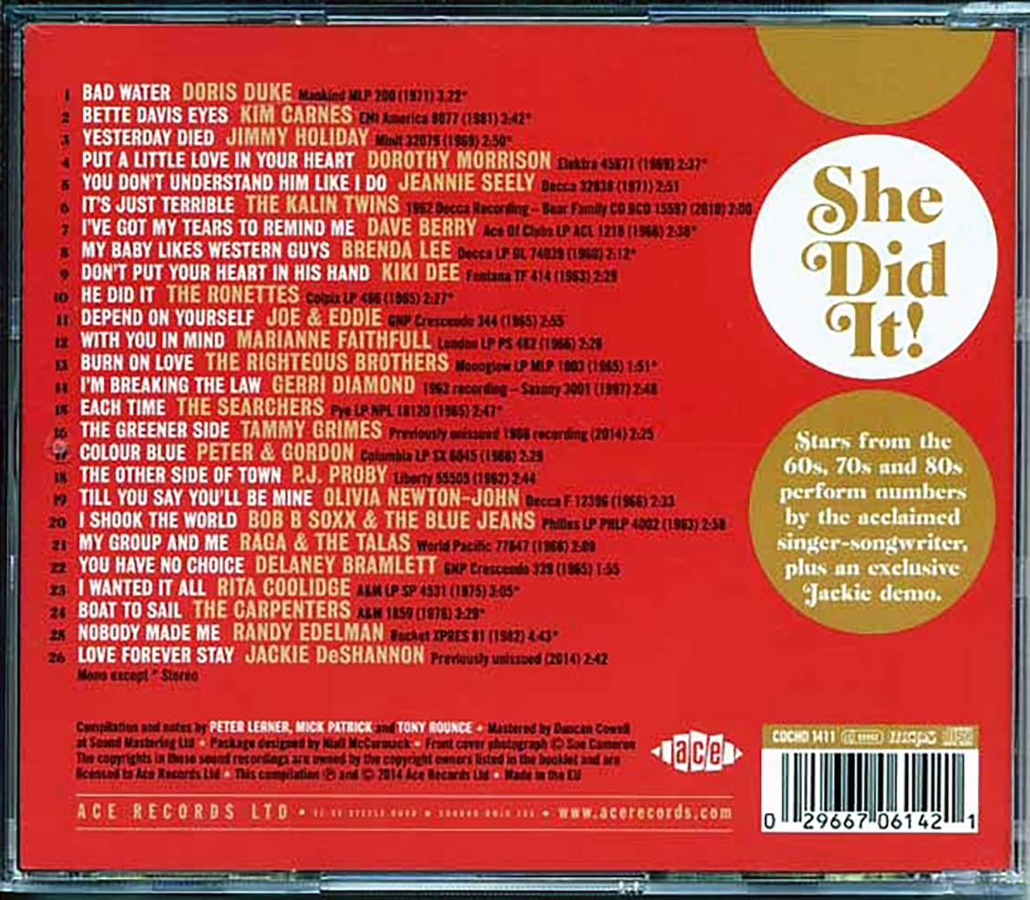 Various - She Did It! The Songs Of Jackie DeShannon Volume 2 (26 tracks)