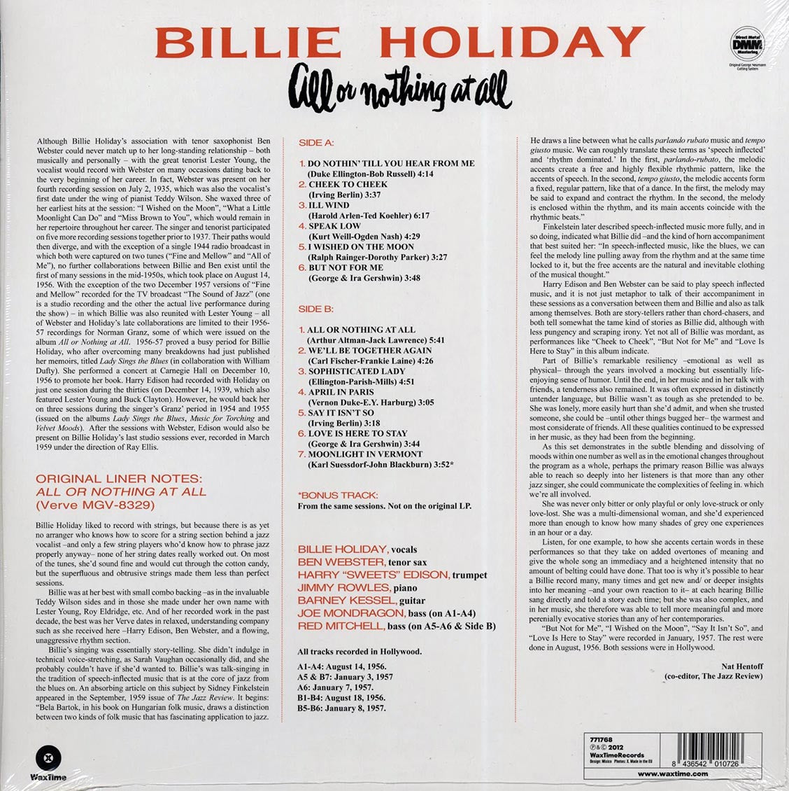 Billie Holiday - All Or Nothing At All (ltd. ed.) (180g)