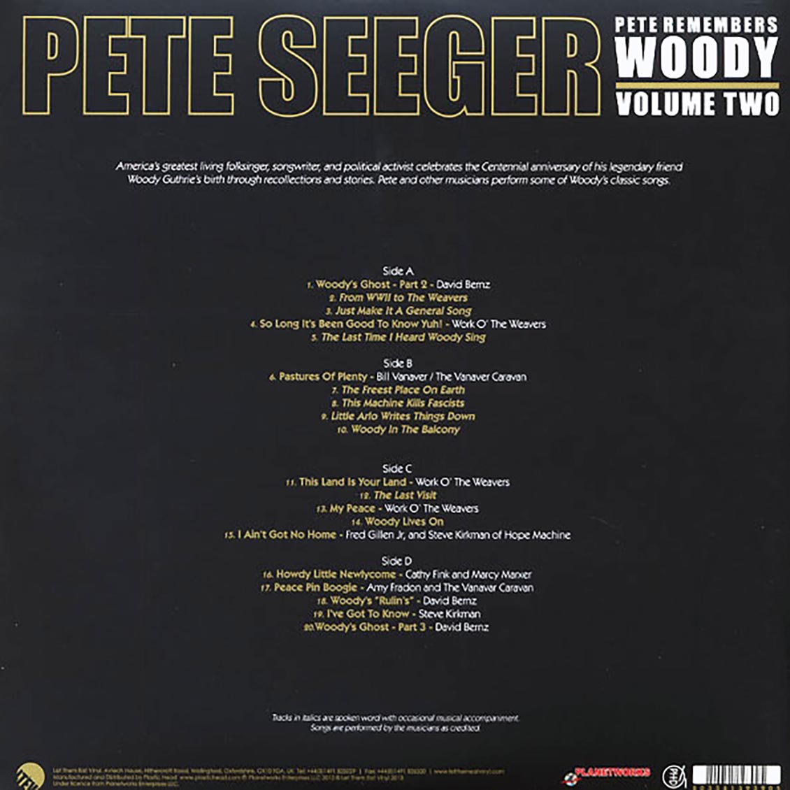 Pete Seeger - Pete Remembers Woody Volume 2 (2xLP)