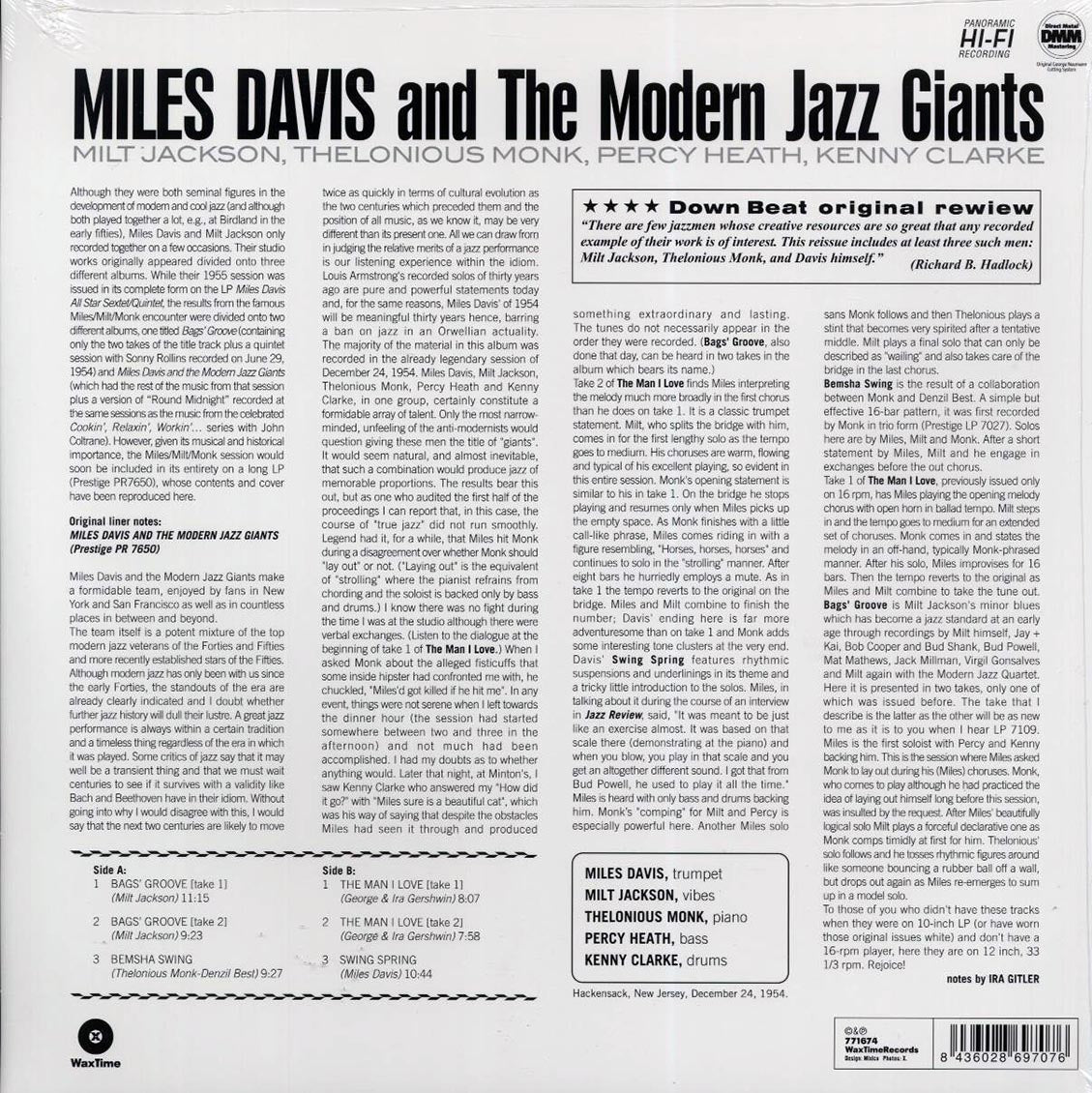 Miles Davis, Milt Jackson, Thelonious Monk, Percy Heath, Kenny Clarke - Miles Davis And The Modern Jazz Giants (ltd. ed.) (180g)