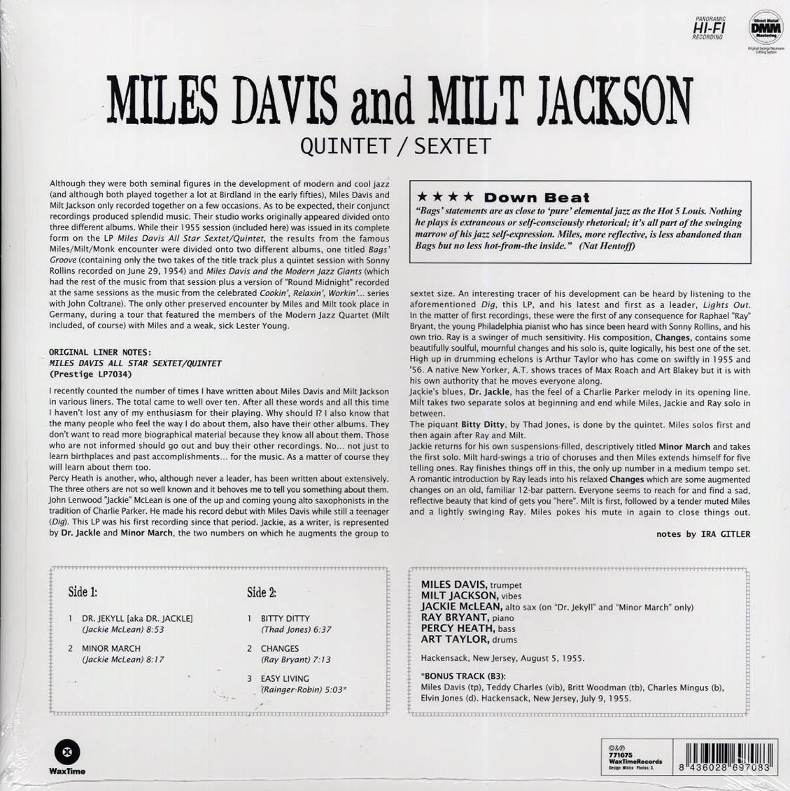 Miles Davis, Milt Jackson - Quintet / Sextet (+bonus track) (ltd. ed.) (180g) (remastered)