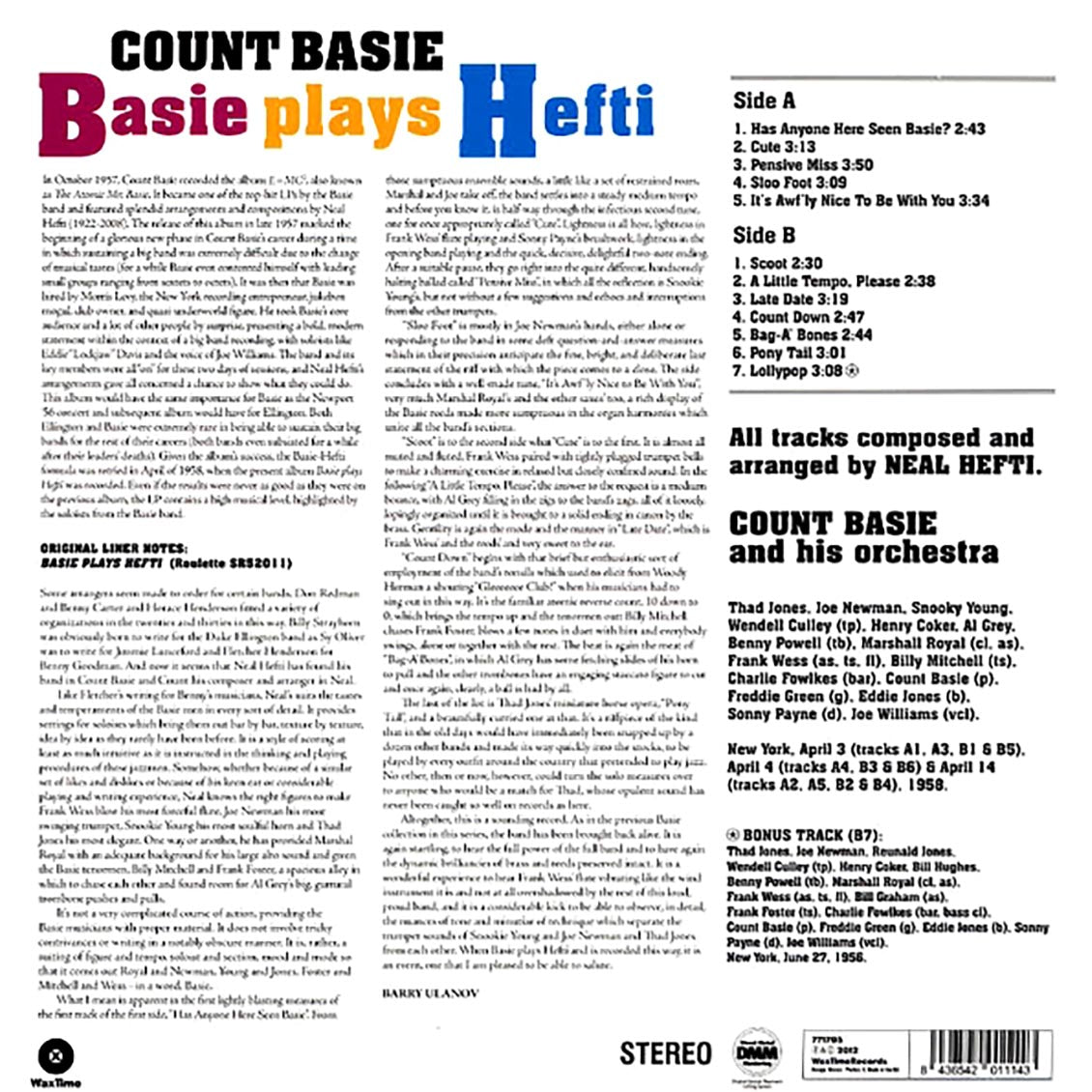 Count Basie - Basie Plays Hefti (180g)