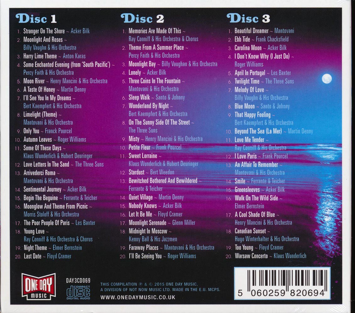 Various - Music By Moonlight: 60 Instrumental Easy Listening Favourites (60 tracks) (3xCD) (deluxe 3-fold digipak)