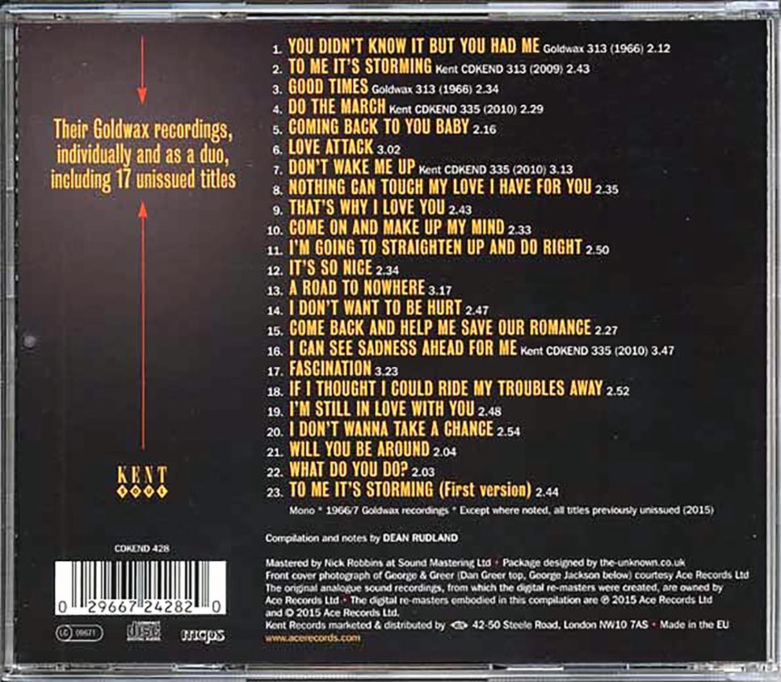 George Jackson, Dan Greer - George Jackson And Dan Greer At Goldwax (23 tracks)