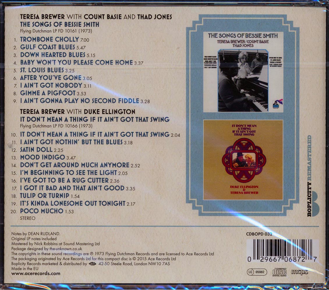 Teresa Brewer - The Songs Of Bessie Smith + It Don't Mean A Thing If It Ain't Got That Swing (20 tracks)