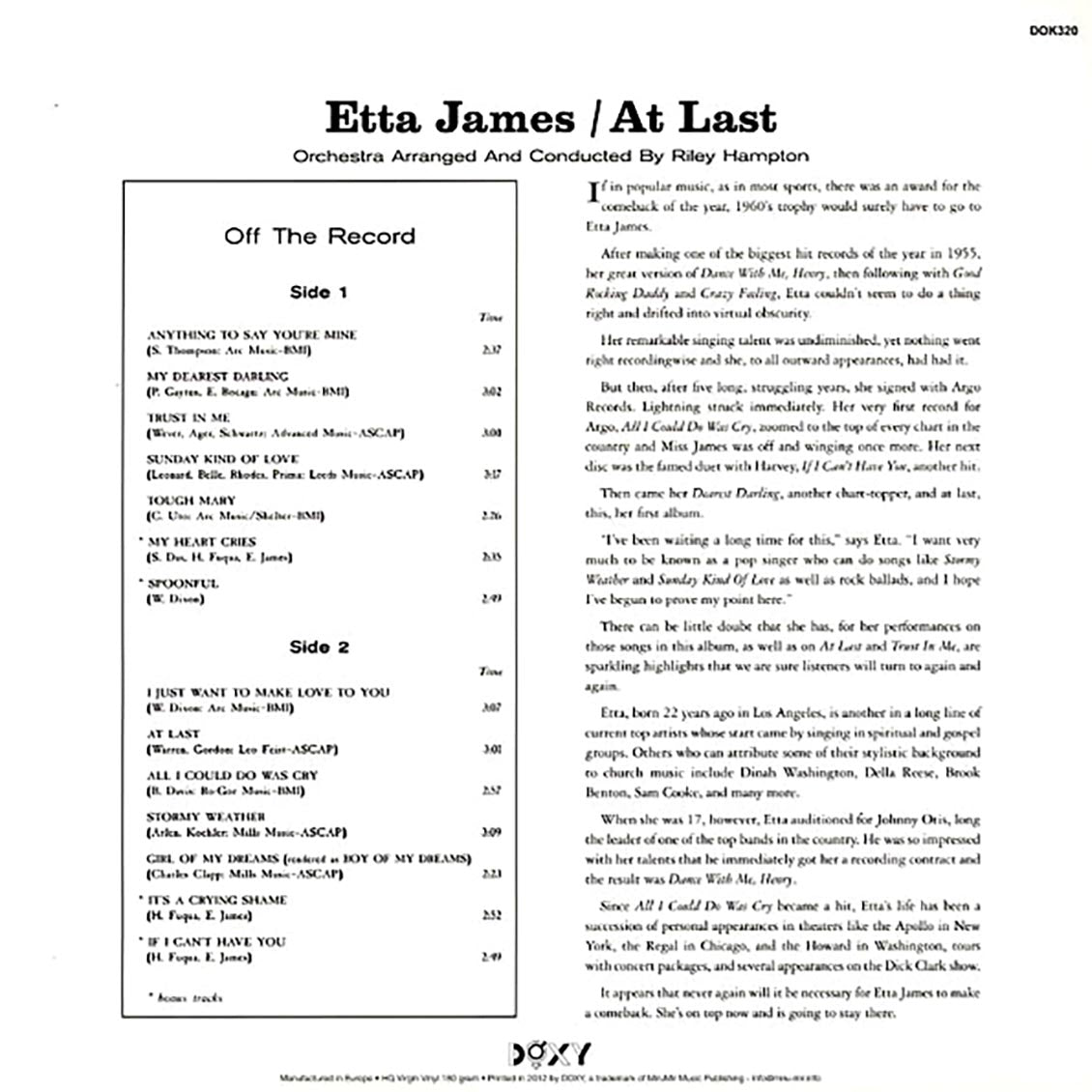 Etta James - At Last! (180g) (incl. CD)