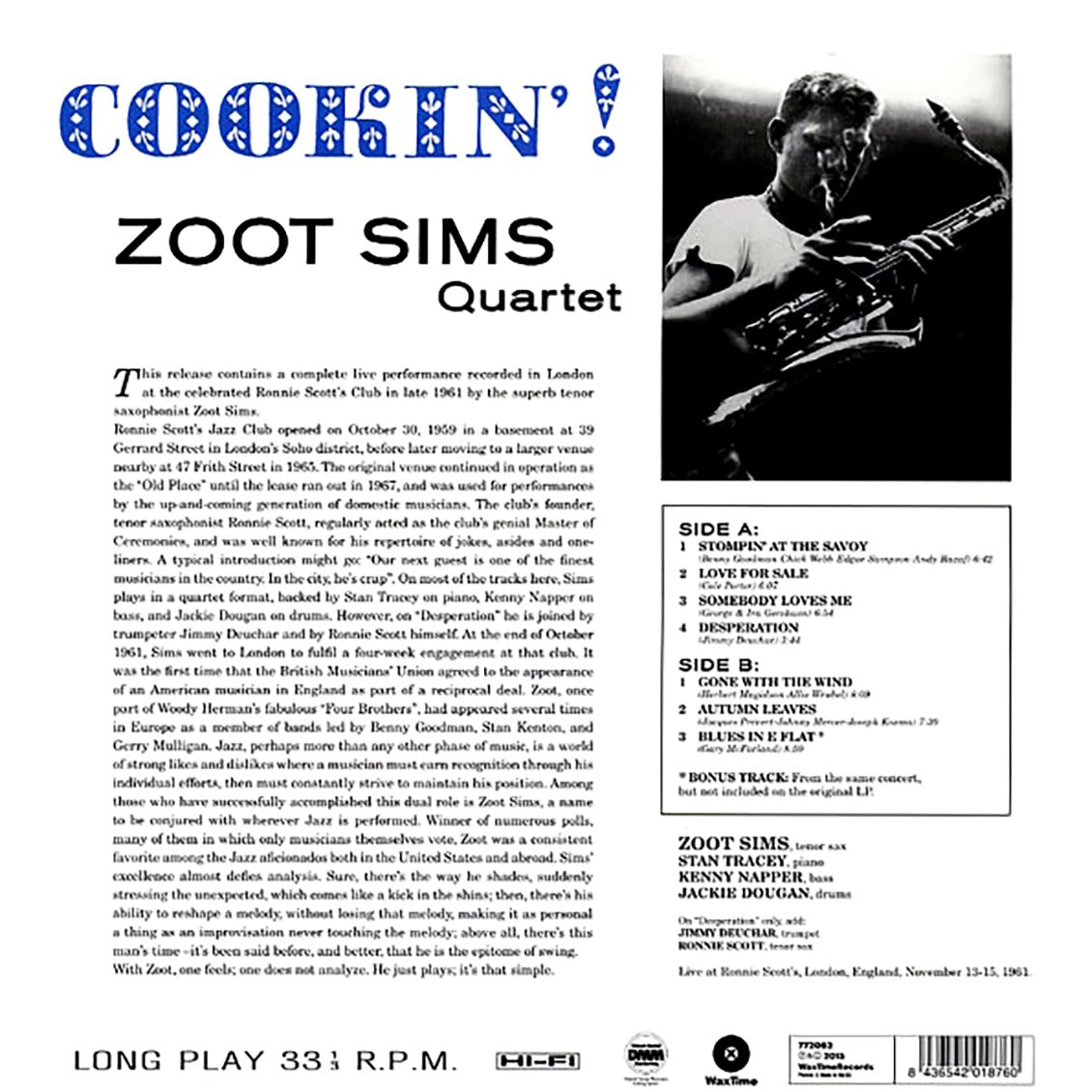 Zoot Sims - Cookin' (incl. mp3) (180g)