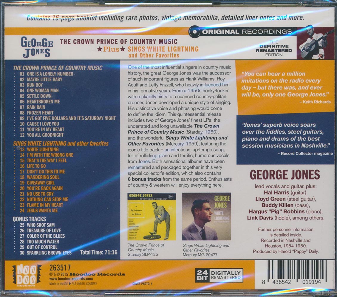 George Jones - The Crown Prince Of Country Music + Sings White Lightning & Other Favorites