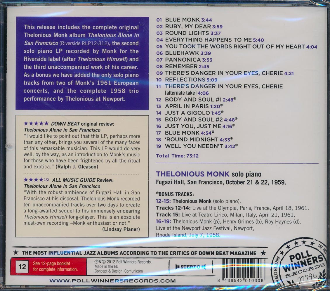 Thelonious Monk - Thelonious Alone In San Francisco