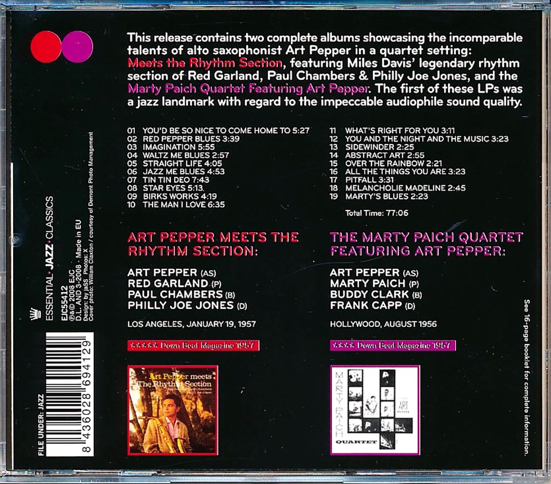 Art Pepper, The Rhythm Section - Art Pepper Meets The Rhythm Section + Marty Paich Quartet