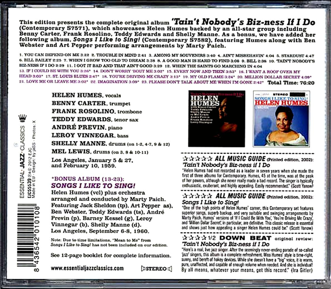 Helen Humes - Tain't Nobody's Biz-ness If Do + Songs I Like To Sing!