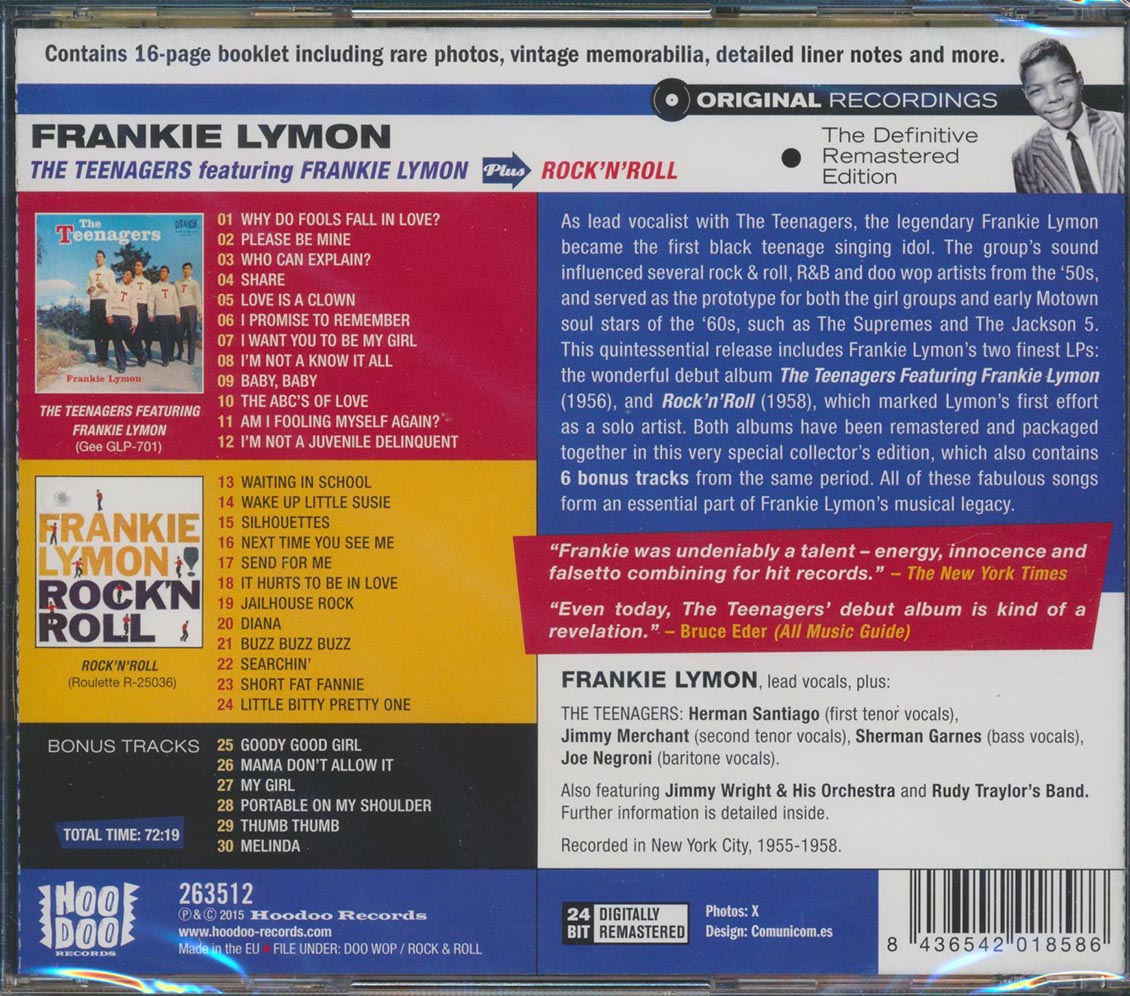 Frankie Lymon & The Teenagers - The Teenagers Featuring Frankie Lymon + Rock 'N' Roll (2 albums on 1 CD) (30 tracks) (+ 7 bonus tracks) (incl. 16-page booklet) (remastered) (24-bit maste