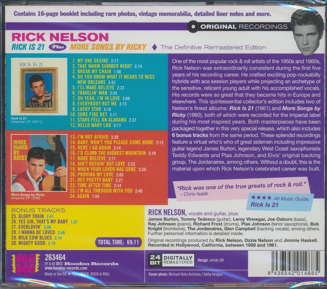 Rick Nelson - Rick Is 21 + More Songs By Ricky (2 albums on 1 CD) (30 tracks) (+ 7 bonus tracks) (incl. 16-page booklet) (remastered) (24-bit maste