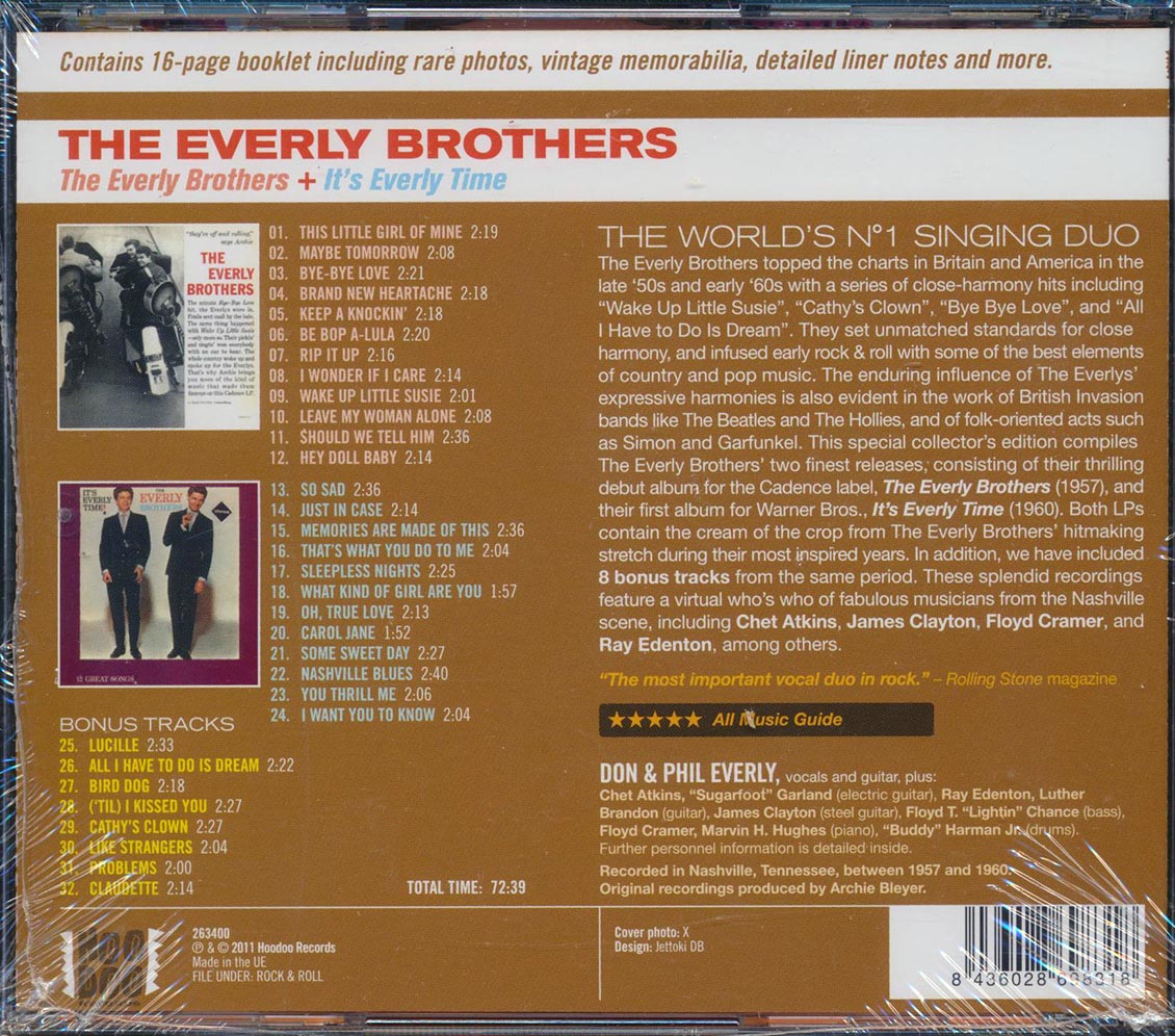 The Everly Brothers - The Everly Brothers + It's Everly Time (2 albums on 1 CD) (32 tracks) (+ 9 bonus tracks) (incl. 16-page booklet) (remastered) (24-bit maste