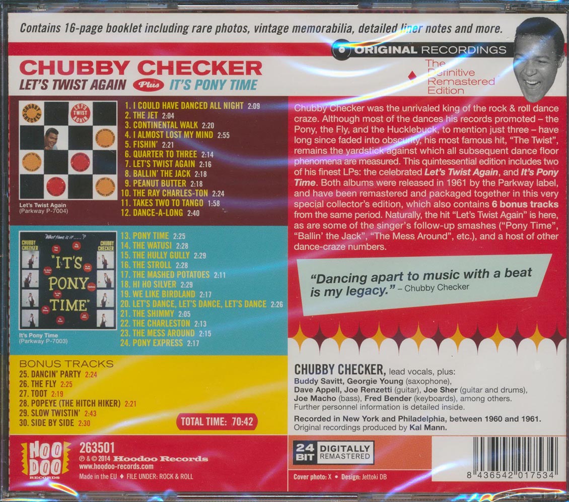 Chubby Checker - Let's Twist Again + It's Pony Time (2 albums on 1 CD) (30 tracks) (+6 bonus tracks) (incl. 16-page booklet) (24-bit mastering) (remaste