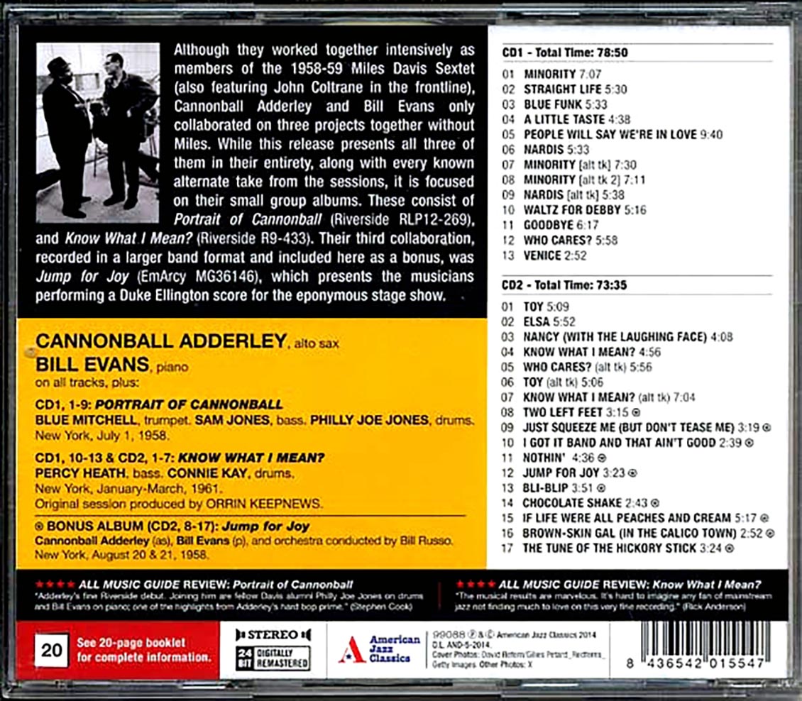 Cannonball Adderley, Bill Evans - The Legendary Quartet / Quintet Sessions (2xCD)