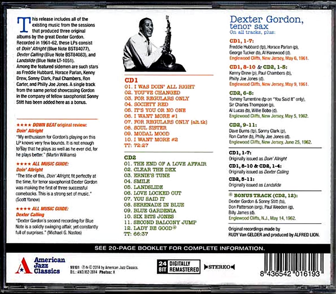 Dexter Gordon - Doin' Alright! + Dexter Calling + Landslide: The Complete Sessions (2xCD)