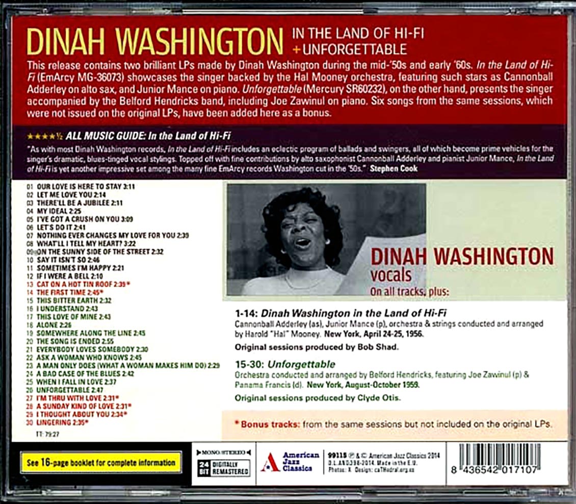 Dinah Washington - In The Land Of Hi-Fi + Unforgettable