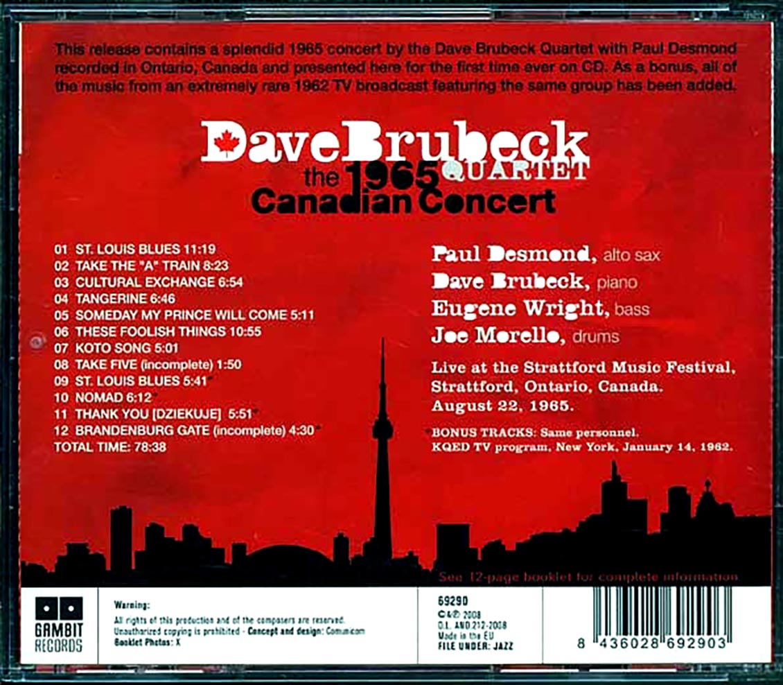 The Dave Brubeck Quartet - The 1965 Canadian Concert